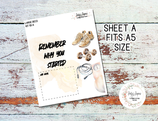 Transparent Extra Large, Jumbo Deco Planner Sticker For Your Overview Pages, Blank Daily Pages or Journal Page Health and Fitness Kit 151