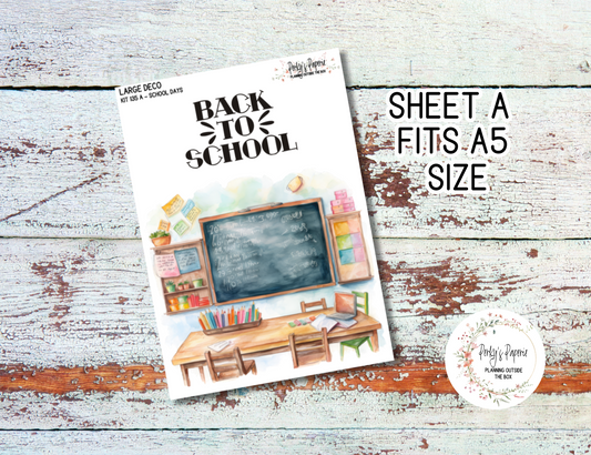 Transparent Extra Large, Jumbo Deco Planner Sticker For Your Overview Pages, Blank Daily Pages or Journal Page School Days Kit 135