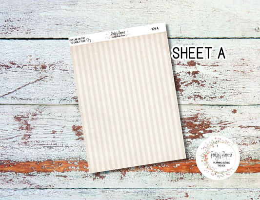 Washi Paper Tearable Stickers - Artist in Me Kit 164 - Vintage Stripes and Text