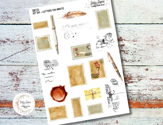 Full Sheet Deco Planner Stickers Kit 134 Letters You Wrote, EC, HP, Hobonichi, Makselife, Take a Note and Hemlock & Oak
