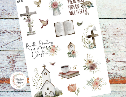 Christian Full Sheet Deco Planner Stickers Kit 116,  Decorative Stickers for All Planner Types