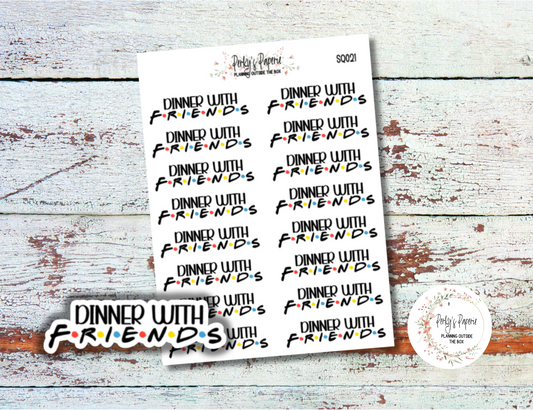 Dinner with Friends Sassy Snarky Quote Planner Sticker, Verbally Embellish Your Journal or Planner - Quarter Sheet