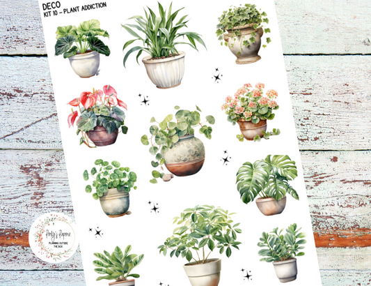 Full Sheet Deco Planner Stickers of Potted House Plants for Plant Addicts Kit 10, Decorative Stickers for All Planner Sizes
