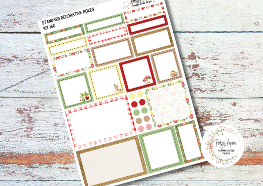 Strawberry Summer Decorative Planner Boxes in Standard 1.5" Kit 166 for Functional and Decorative Planning. Fits Most Standard Size Planner
