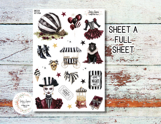 Sinister Carnival Full Sheet Deco Planner Stickers Kit 173, Decorative Planning, Journaling Stickers, Junk Journal, Planner Stickers