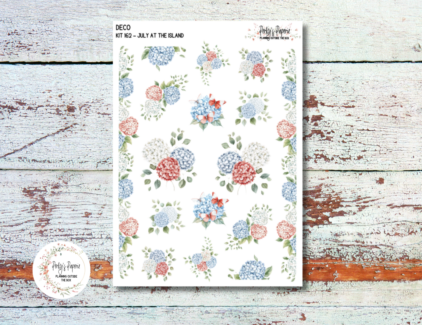 July At The Island Fourth of July, Memorial Day Deco Sticker Sheet – Kit #162 | Aesthetic Planner Stickers | Fits All Planners