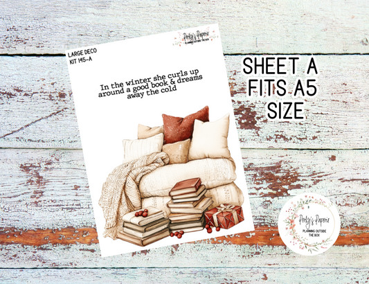 Transparent Extra Large, Jumbo Deco Planner Sticker For Your Overview Pages, Blank Daily Pages or Journal Page Cozy Holidays  Kit 145