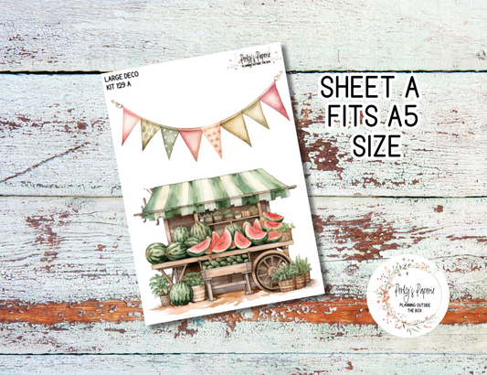 Transparent Extra Large, Jumbo Deco Planner Sticker For Your Overview Page, Blank Daily Page or Journal Page Sweet Summer Watermelon Kit 129