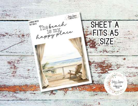 Transparent Extra Large, Jumbo Deco Planner Sticker For Your Overview Pages, Blank Daily Pages or Journal Page Beach Day Kit 130