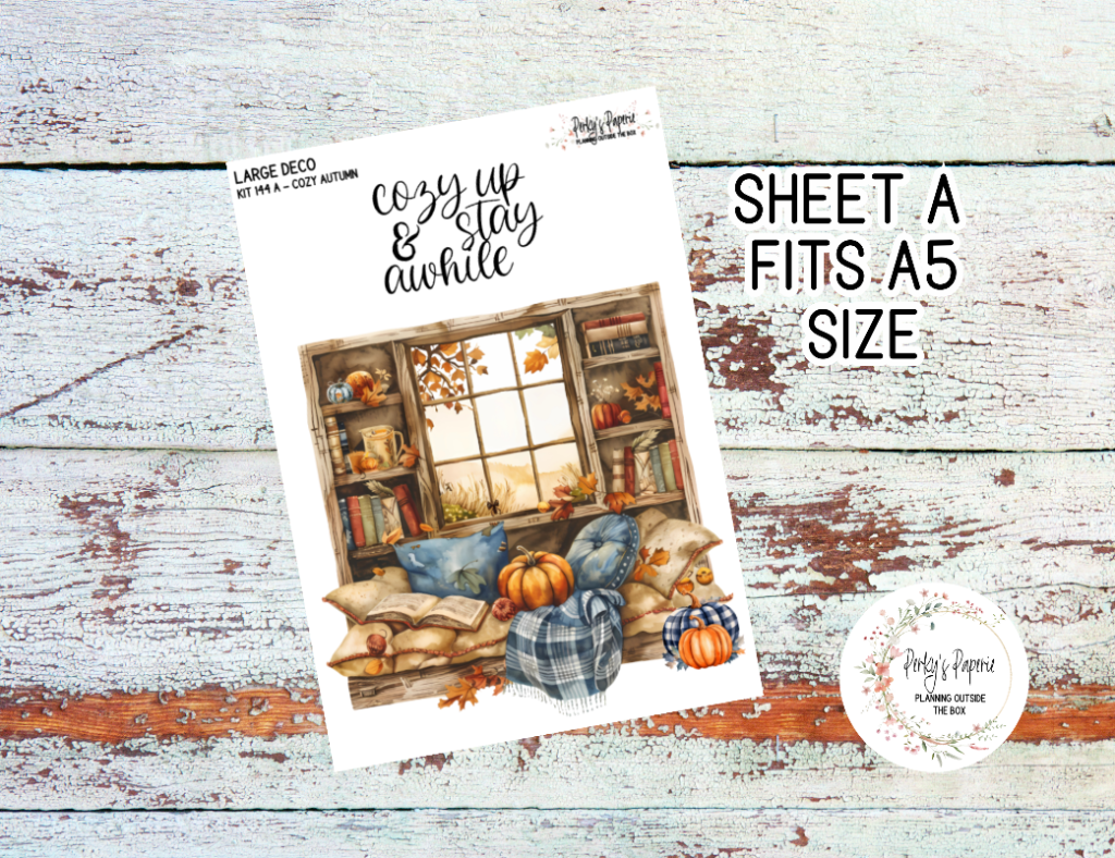 Transparent Extra Large, Jumbo Deco Planner Sticker For Your Overview Pages, Blank Daily Pages or Journal Page Cozy Fall Kit 144