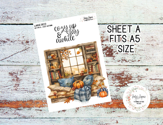 Transparent Extra Large, Jumbo Deco Planner Sticker For Your Overview Pages, Blank Daily Pages or Journal Page Cozy Fall Kit 144