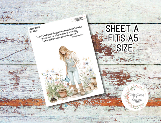 Transparent Extra Large, Jumbo Deco Planner Sticker For Your Overview Pages, Blank Daily Pages or Journal Page Summer Flower Garden Kit 165