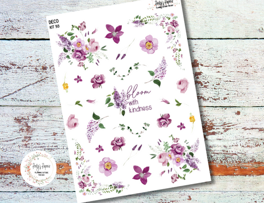 Lilac Flowers Full Sheet Deco Planner Stickers Kit 93, Spring Flowers, Wedding Flowers, Journal Decoration, EC, HP, Hobonichi, Makselife