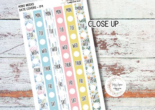 School Daze-y Hobonichi Weeks Date Cover Planner Stickers Kit 174, Weekly Planning, Date Strips, Colorful and Patterned