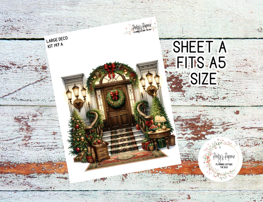 Transparent Extra Large, Jumbo Deco Planner Sticker For Your Overview Pages, Blank Daily Pages or Journal Page Vintage Christmas Kit 147