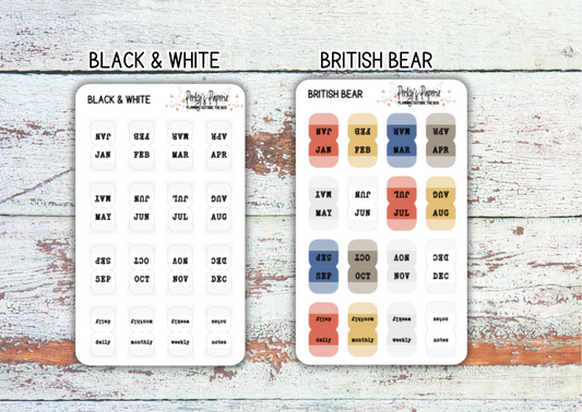 NEW Mini Monthly Planner Tabs Typewriter Font for Hobonichi Cousin, Hobonichi Weeks, Journals and more For Your Planner Set Up