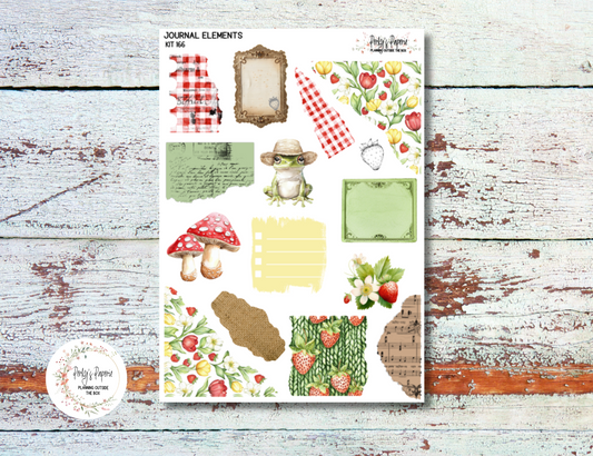 Strawberry Summer Journal Elements Kit #166 | Summer and Spring Planner Stickers