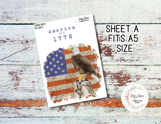 Transparent Extra Large, Jumbo Deco Planner Sticker For Your Overview Pages, Blank Daily Pages or Journal Page, Fourth of July Kit 128
