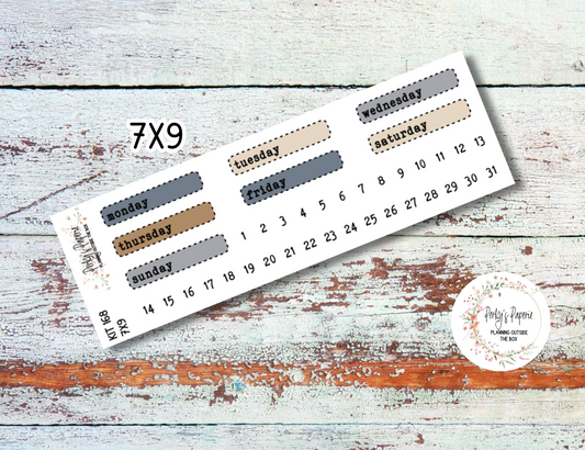 Stitched Box Mixed Color Date Covers Colorful Planner Stickers for Various Planners Kit 168,  Days of the Week Date Cover, Redate Stickers