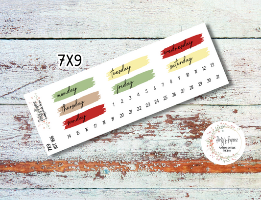 Brush Stroke Mixed Color Date Covers Colorful Planner Stickers for Various Planners Kit 166, Days of the Week Date Cover, Redate Stickers