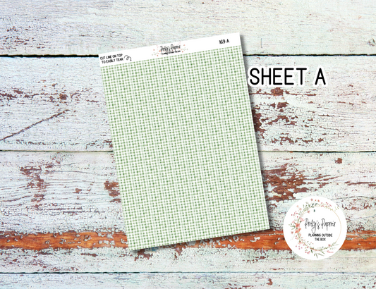 An Apple A Day Fall Washi Paper Tearable Stickers Kit 169 - Green Buffalo Check and Quilt