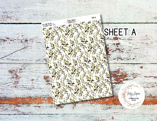 Olive Harvest in Tuscany Fall Washi Paper Tearable Stickers Kit 170 - Olive Branches and Moths