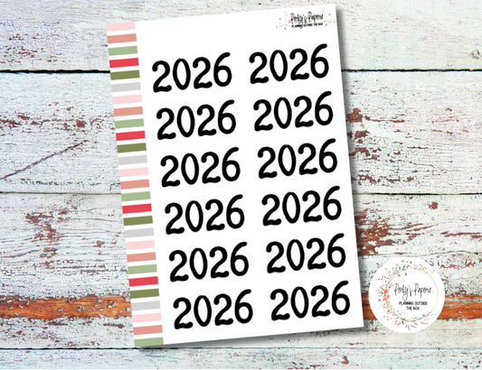 2026 Typewriter Year Script Planner Stickers