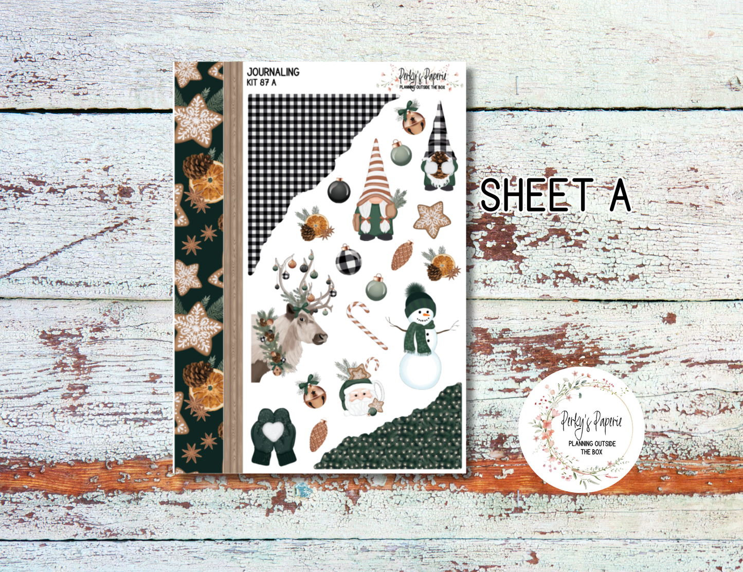 Neutral Gnome and Oraments Winter or Christmas Journaling Sticker Kit #87 | Cozy Holiday Planner Stickers for Scrapbooking, Junk Journals & Weekly Planning