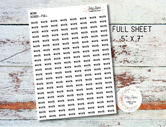Work Script Planner Stickers – Typewriter Font Functional Stickers for Planning
