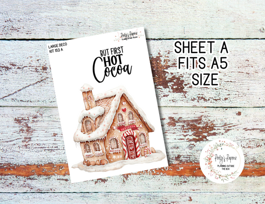 Transparent Extra Large, Jumbo Deco Planner Sticker For Your Overview Pages, Blank Daily Pages or Journal Page Peppermint Cocoa Kit 152