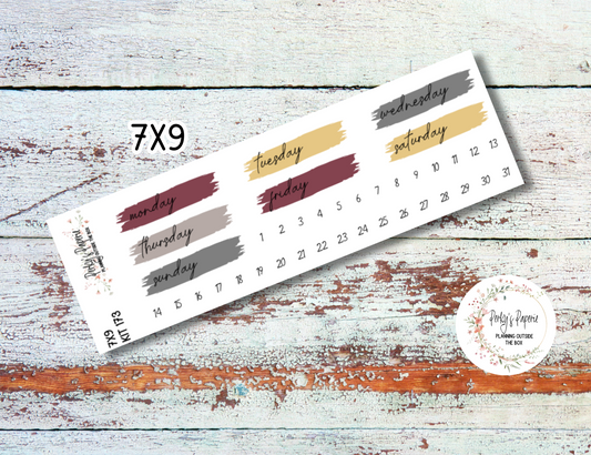 Sinister Carnival Brush Stroke Mixed Color Date Covers Colorful Planner Stickers for Various Planners Kit 173, Days of the Week Date Cover, Redate Stickers
