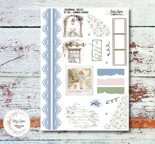 Summer Floral Garden, Summer or Spring Journal Deco Sticker Sheet – Kit #165 | Aesthetic Planner Stickers | Fits All Planners