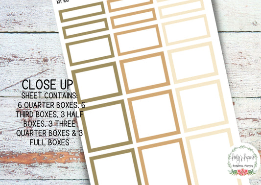 Classic HP Planner Box Sampler Page Kit 108, Neutral Boxes, Functional Planner Stickers, Planner Box Stickers, Colorful Planner Boxes, EC