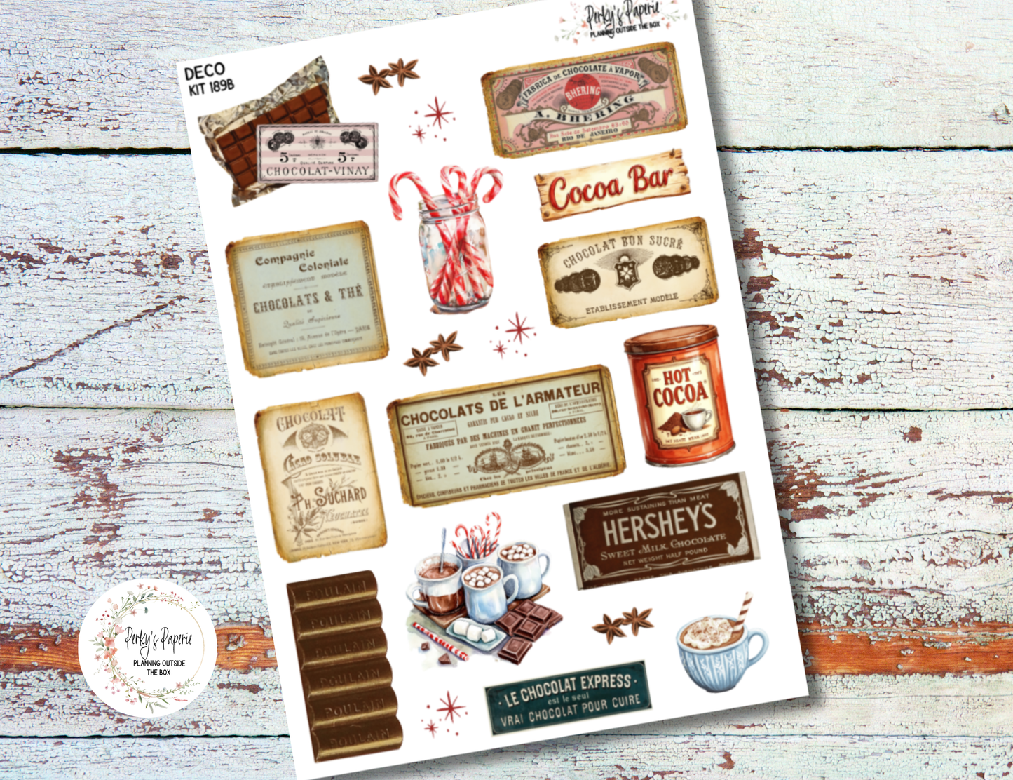 Hot Cocoa Bar Sticker Kit | Cozy Winter Planner Stickers | Vintage Hot Chocolate Stickers for Journaling, Scrapbooking & Planner Decorating | Kit 189