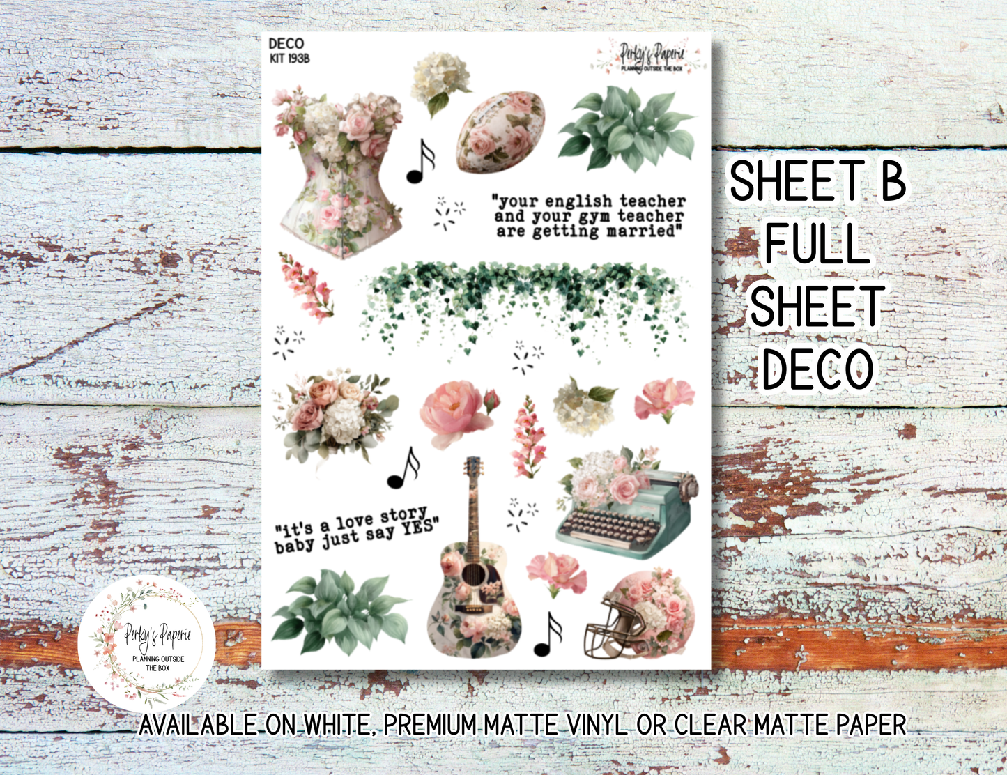 A Swift Engagement Sticker Kit 193 – Romantic Floral Engagement Decoration Stickers with Music and Sports Elements for Planners, Journaling, Scrapbooking & Crafts