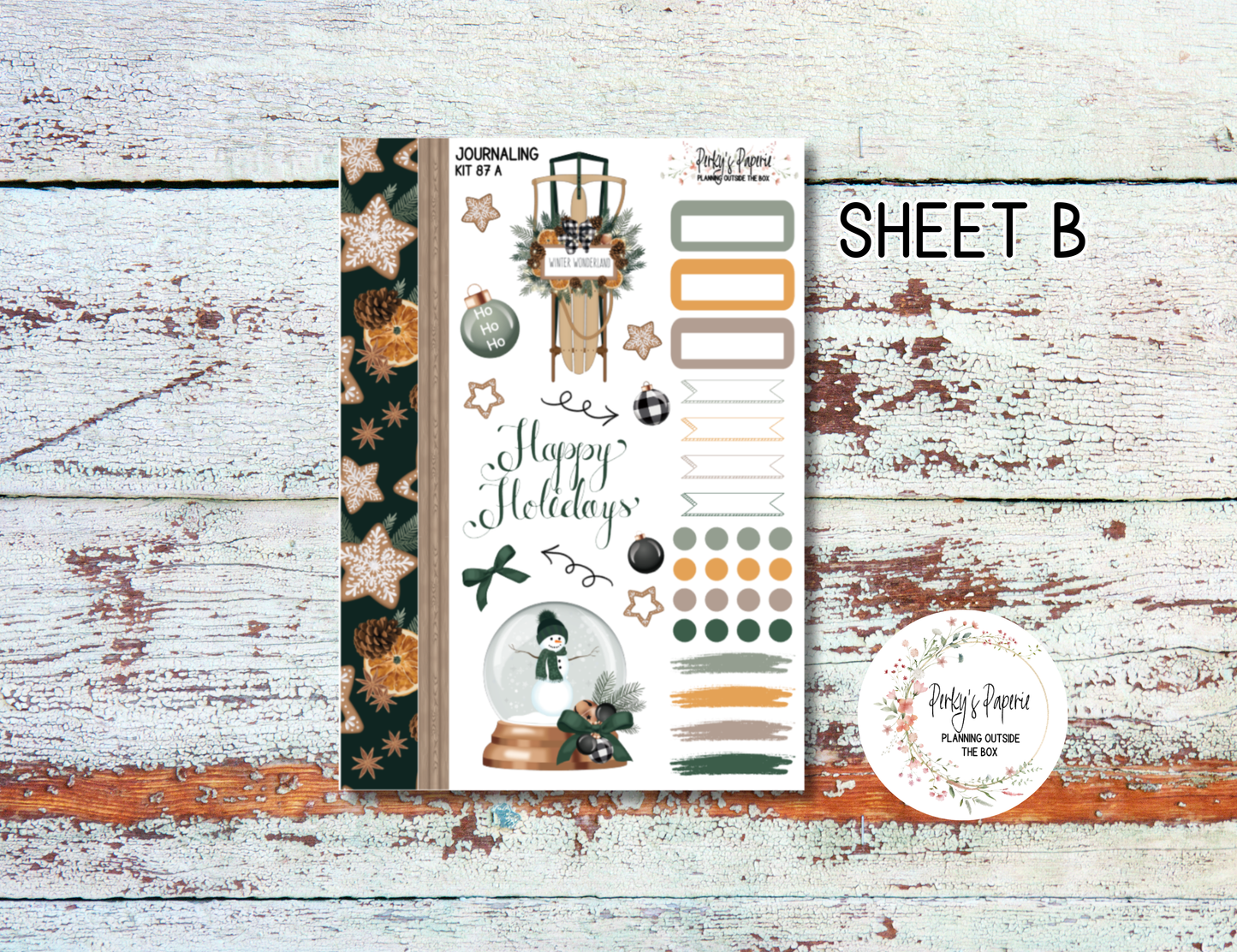 Neutral Gnome and Oraments Winter or Christmas Journaling Sticker Kit #87 | Cozy Holiday Planner Stickers for Scrapbooking, Junk Journals & Weekly Planning