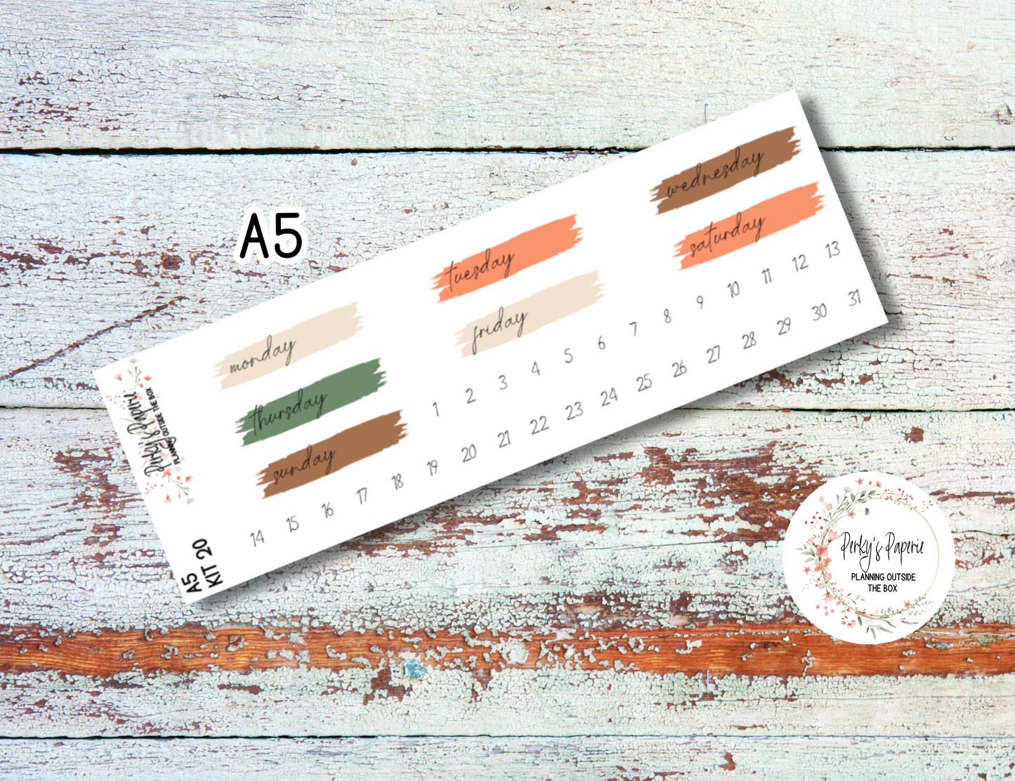 Cozy Fall Brush Stroke Mixed Color Date Covers Colorful Planner Stickers for Various Planners Kit 20, Days of the Week Date Cover, Redate Stickers
