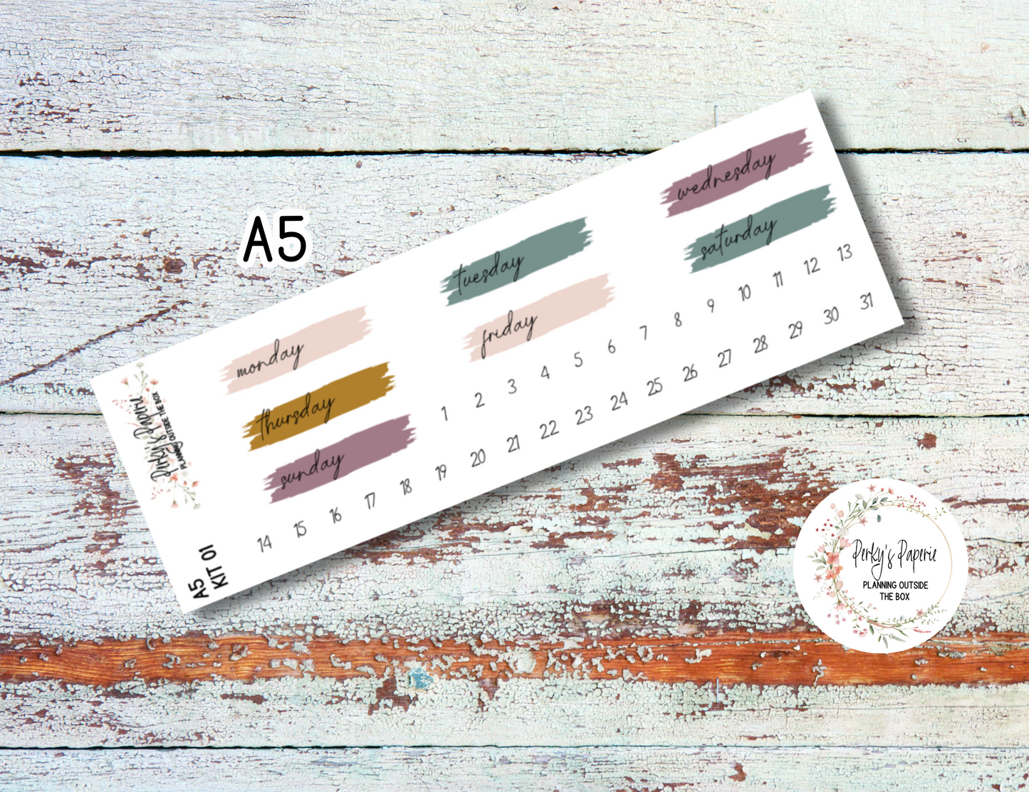 Pink Elegant Pumpkins Brush Stroke Mixed Color Date Covers Colorful Planner Stickers for Various Planners Kit 01, Days of the Week Date Cover, Redate Stickers