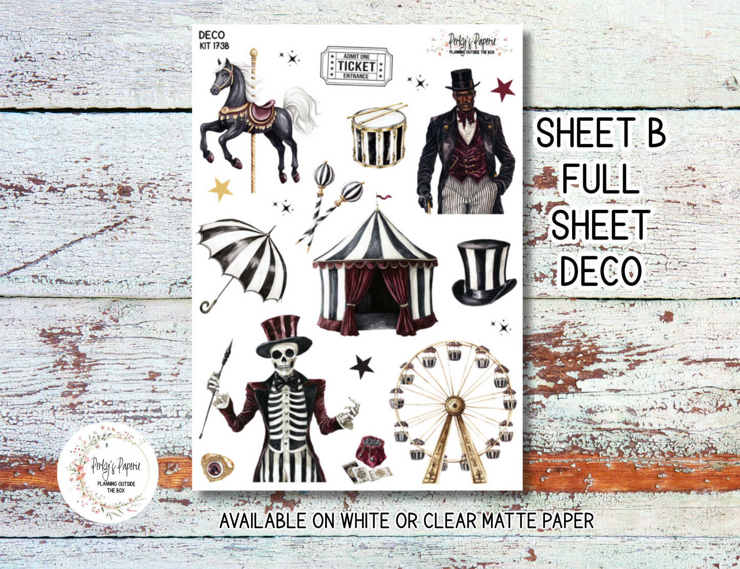 Sinister Carnival Sticker Sheets # 173 – Halloween Planner Stickers