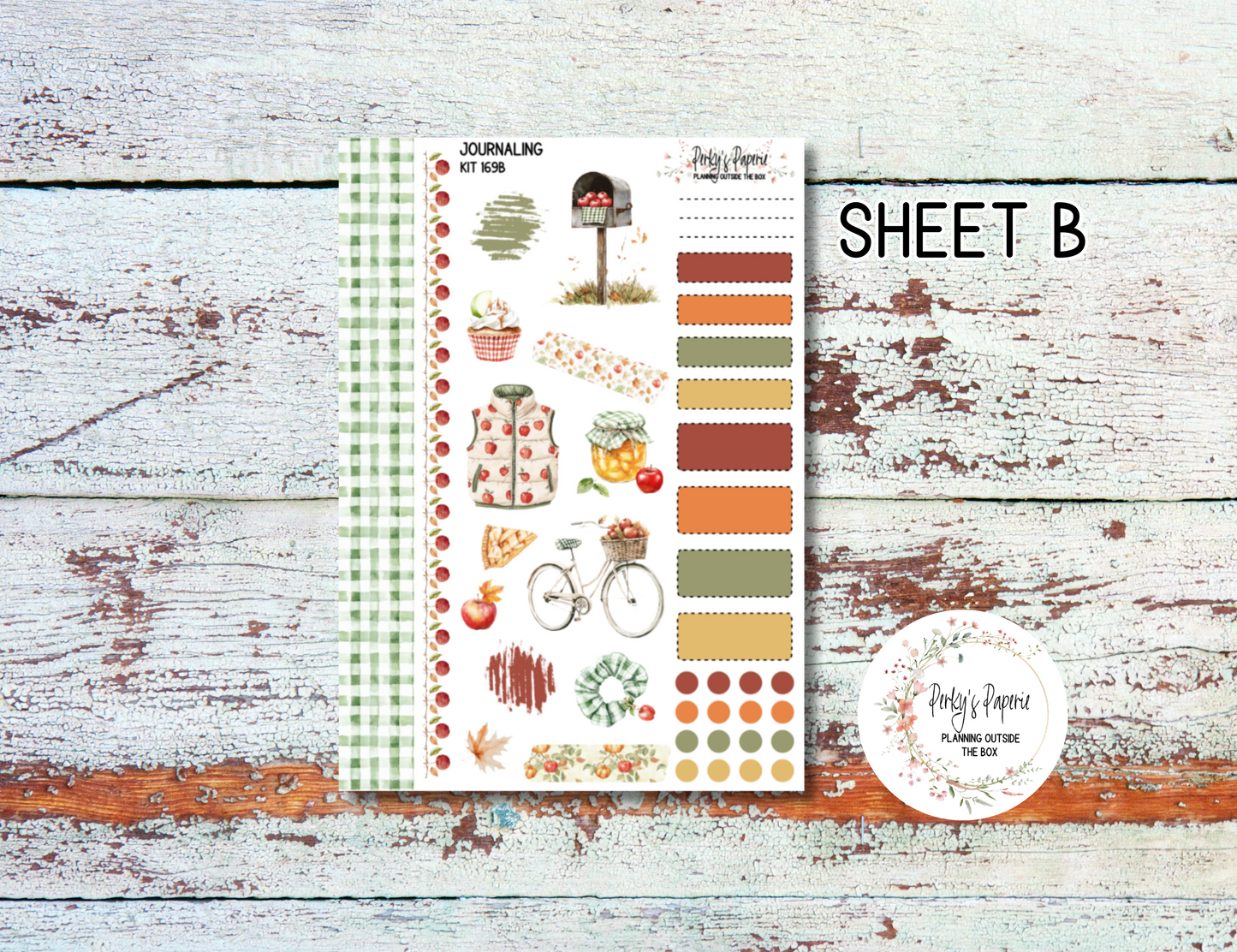 An Apple A Day Fall Journal, Scrapbook, Daily Planner Sticker Kit 169, Weekly and Daily Journaling Kit