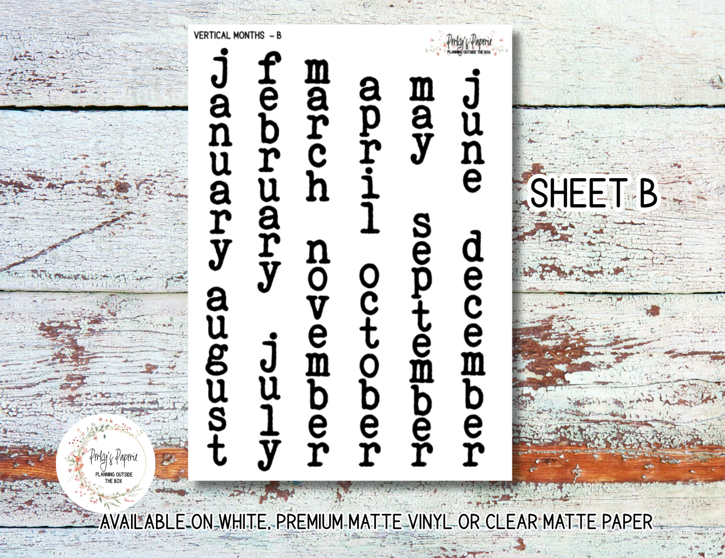 Vertical Monthly Typewriter Script Planner Stickers - Large for Decroating Planner Monthly Calendars and Journals  Capital or lower case font available