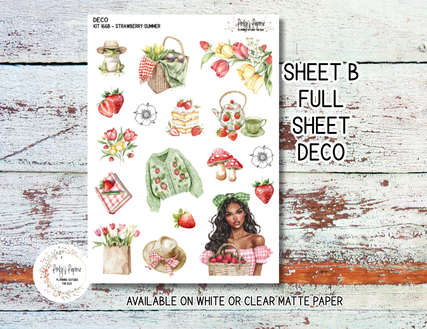 Strawberry Summer Sticker Sheets # 166 – Cute & Aesthetic Planner Stickers