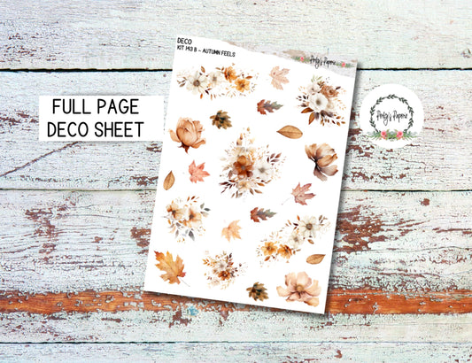 Full Sheet Deco Planner Stickers Kit 143B- Autumn Feels, EC, HP, Hobonichi, Makselife, Take a Note and Hemlock & Oak