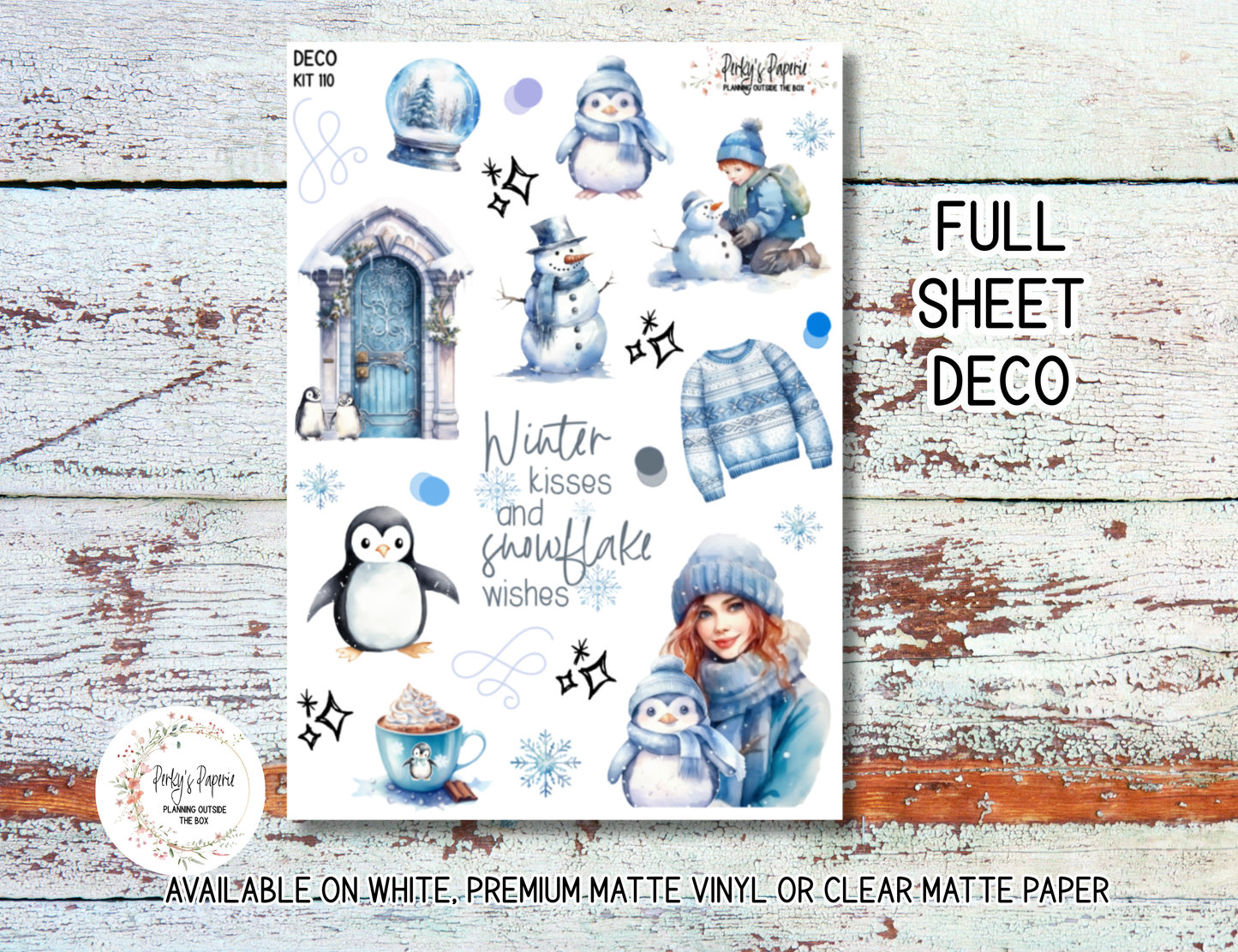 Winter Penguin Sticker Kit #110 | Journaling & Planner Stickers | Cute Arctic Animal Stickers for Scrapbooks, Journals, and Winter Planning