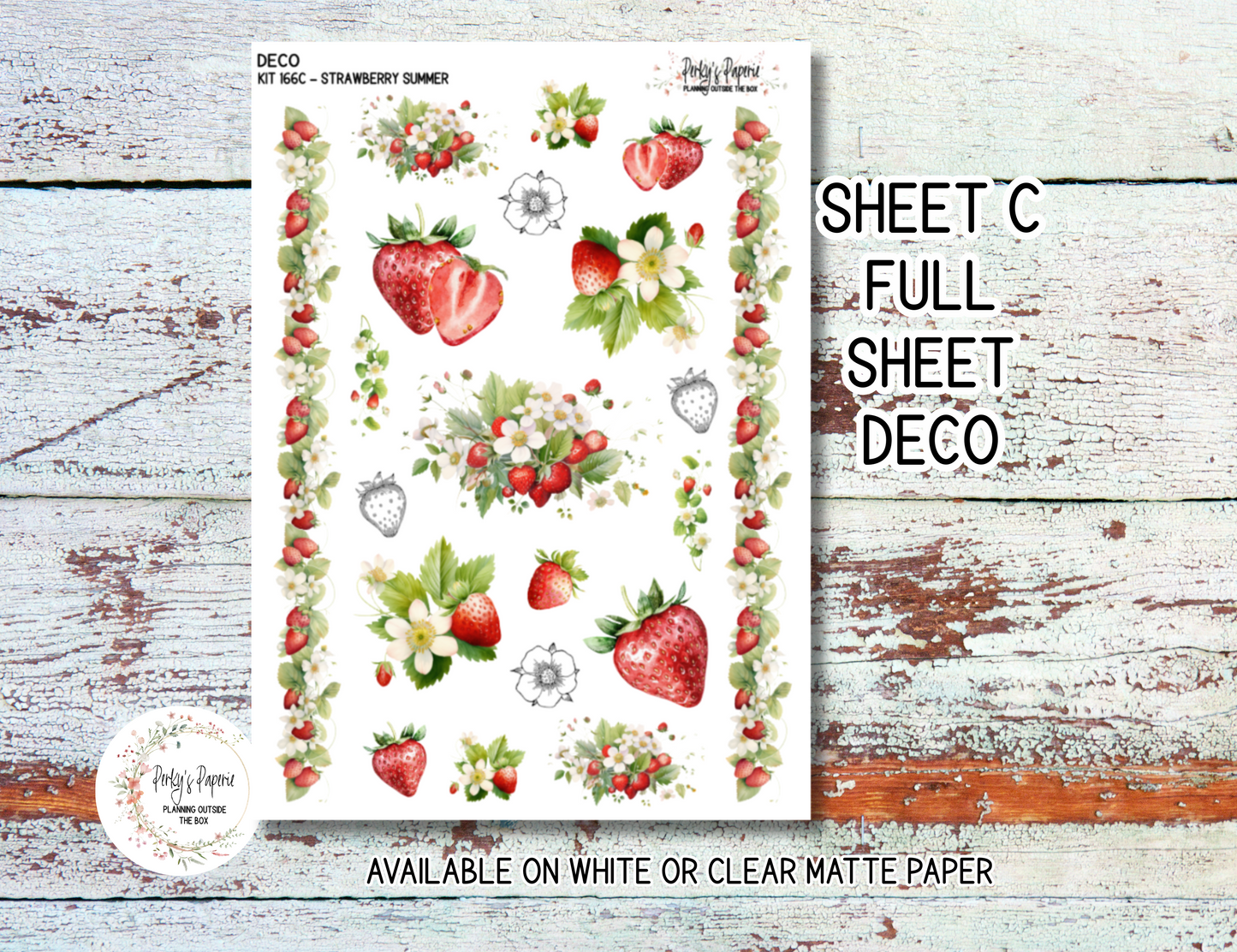 Strawberry Summer Sticker Sheets # 166 – Cute & Aesthetic Planner Stickers