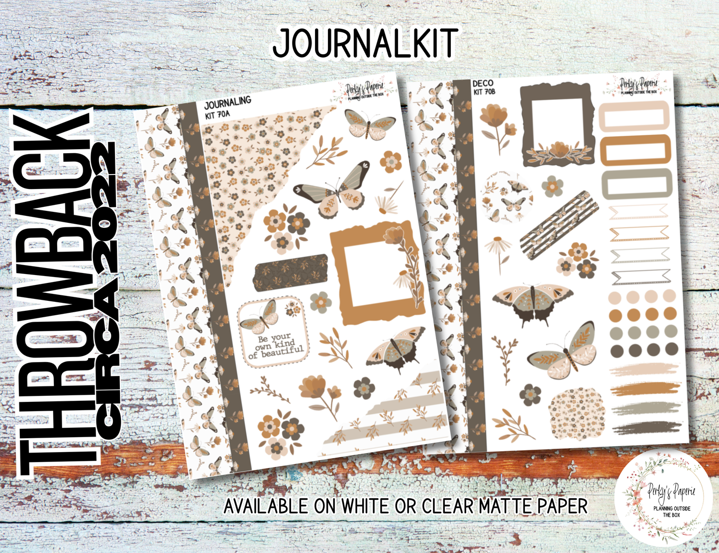 Boho Luna Moth and Florals #70 – Neutral  Planner Stickers Micro Kit