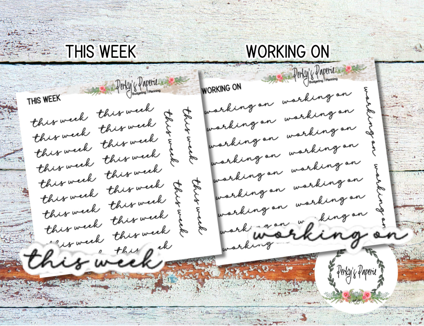 Mini Script Planner Stickers on Transparent Paper for Functional Planning, Script Stickers, Tiny Script Stickers