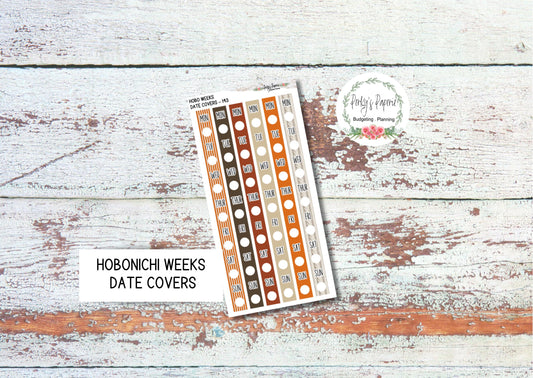 Hobonichi Weeks Date Cover Planner Stickers Kit 143, Autumn Feels Weekly Planning, Date Strips, Anytime, Colorful and Patterned