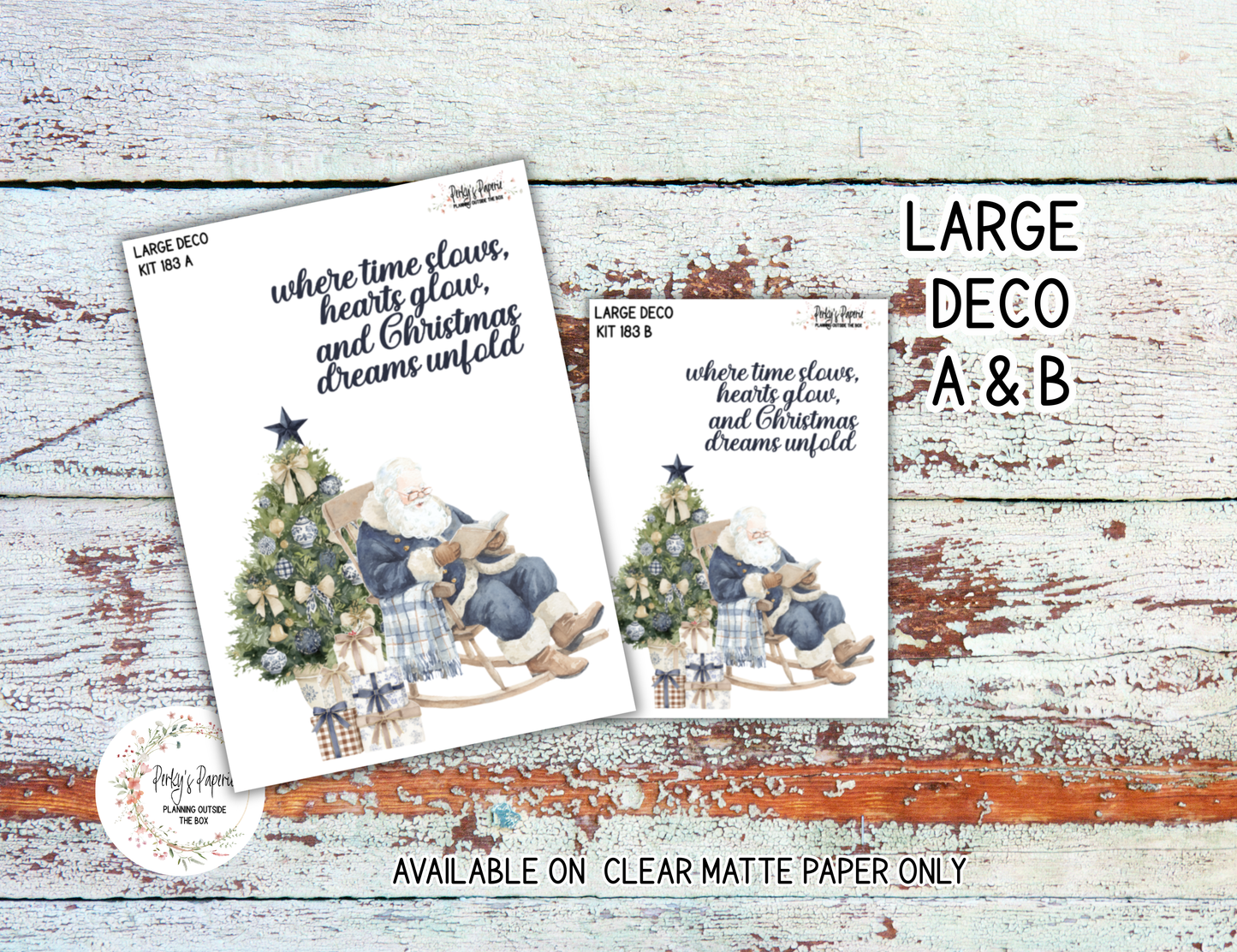 Blue Noel Christmas Planner Sticker Kit 183 | Cozy Winter Santa Stickers for Journaling, Planning & Scrapbooking