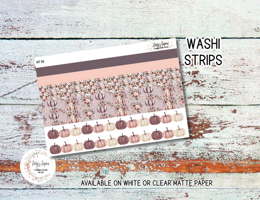 Blushing Blooms # 02 – Fall Pink and Purple Roses with Pumpkin Planner Stickers Micro Kit